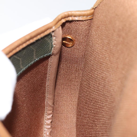 Christian Dior Honeycomb Canvas Shoulder Bag PVC Khaki Auth BA1674