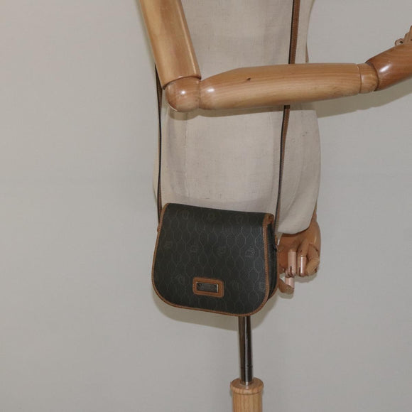 Christian Dior Honeycomb Canvas Shoulder Bag PVC Khaki Auth BA1674