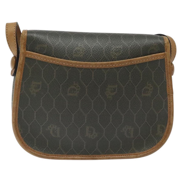 Christian Dior Honeycomb Canvas Shoulder Bag PVC Khaki Auth BA1674