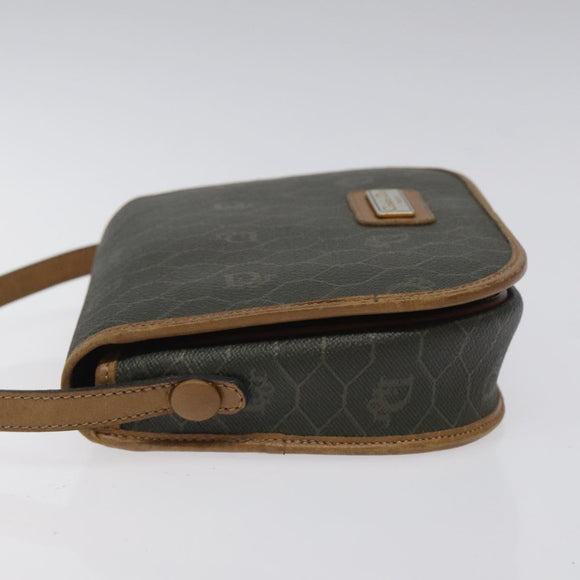 Christian Dior Honeycomb Canvas Shoulder Bag PVC Khaki Auth BA1674