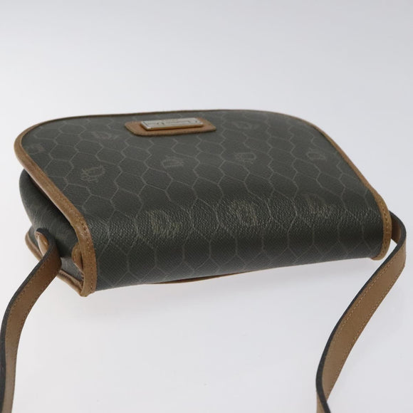 Christian Dior Honeycomb Canvas Shoulder Bag PVC Khaki Auth BA1674