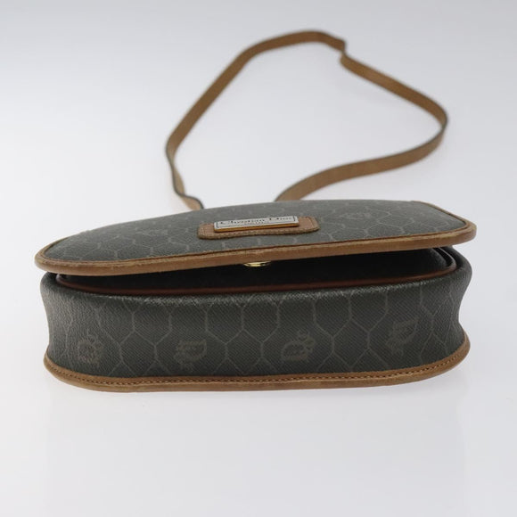 Christian Dior Honeycomb Canvas Shoulder Bag PVC Khaki Auth BA1674