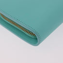 Tiffany & Co. Compact Wallet Leather Light Blue Gold Auth BA16753V-10