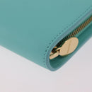 Tiffany & Co. Compact Wallet Leather Light Blue Gold Auth BA16753V-11