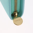 Tiffany & Co. Compact Wallet Leather Light Blue Gold Auth BA16753V-12