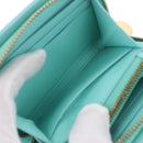Tiffany & Co. Compact Wallet Leather Light Blue Gold Auth BA16753V-16