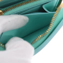 Tiffany & Co. Compact Wallet Leather Light Blue Gold Auth BA16753V-18