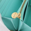 Tiffany & Co. Compact Wallet Leather Light Blue Gold Auth BA16753V-19