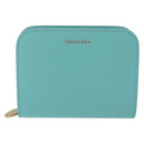 Tiffany & Co. Compact Wallet Leather Light Blue Gold Auth BA16753V-2