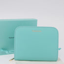 Tiffany & Co. Compact Wallet Leather Light Blue Gold Auth BA16753V-21
