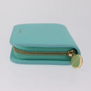 Tiffany & Co. Compact Wallet Leather Light Blue Gold Auth BA16753V-5