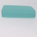Tiffany & Co. Compact Wallet Leather Light Blue Gold Auth BA16753V-7