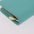 Tiffany & Co. Compact Wallet Leather Light Blue Gold Auth BA16753V-8