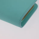 Tiffany & Co. Compact Wallet Leather Light Blue Gold Auth BA16753V-9