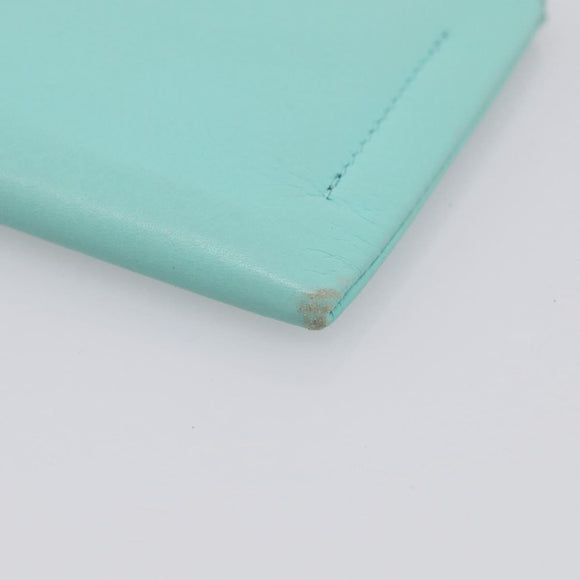 Tiffany & Co. Coin Purse Leather Light Blue Silver Auth BA16754A