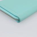 Tiffany & Co. Coin Purse Leather Light Blue Silver Auth BA16754A-12