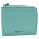 Tiffany & Co. Coin Purse Leather Light Blue Silver Auth BA16754A-2