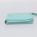 Tiffany & Co. Coin Purse Leather Light Blue Silver Auth BA16754A-4