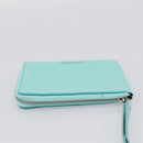 Tiffany & Co. Coin Purse Leather Light Blue Silver Auth BA16754A-6