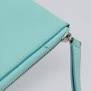 Tiffany & Co. Coin Purse Leather Light Blue Silver Auth BA16754A-7