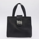 Salvatore Ferragamo Hand Bag Leather Canvas 2 Set Black Auth BA16763-11