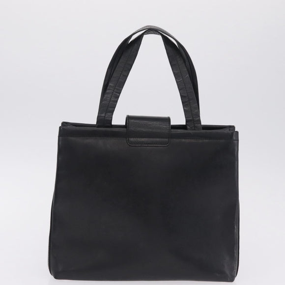 Salvatore Ferragamo Hand Bag Leather Canvas 2 Set Black Auth BA16763
