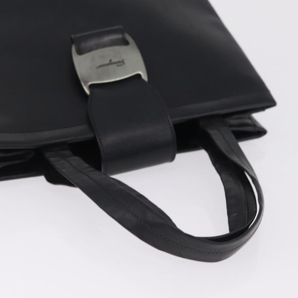 Salvatore Ferragamo Hand Bag Leather Canvas 2 Set Black Auth BA16763