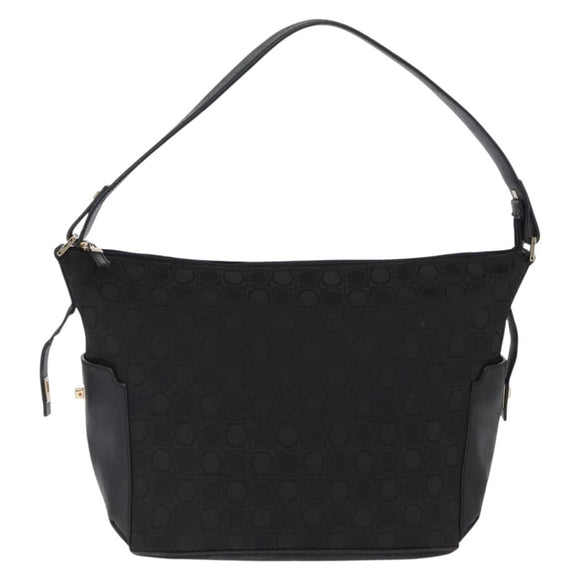 Salvatore Ferragamo Hand Bag Leather Canvas 2 Set Black Auth BA16763
