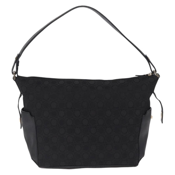 Salvatore Ferragamo Hand Bag Leather Canvas 2 Set Black Auth BA16763