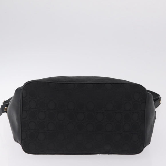 Salvatore Ferragamo Hand Bag Leather Canvas 2 Set Black Auth BA16763