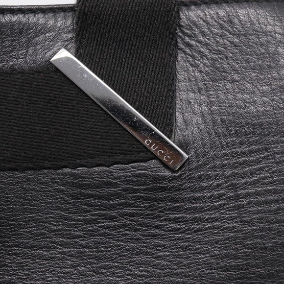 GUCCI Hand Bag Leather Black Silver 73983 Auth BA16769