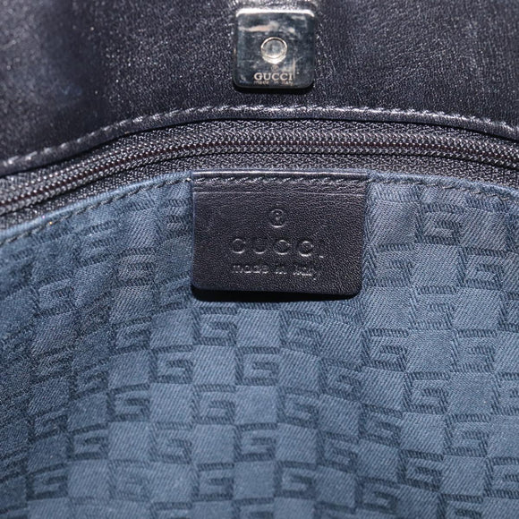 GUCCI Hand Bag Leather Black Silver 73983 Auth BA16769