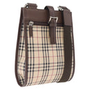 BURBERRY Nova Check Shoulder Bag Canvas Beige Silver Auth BA16771-1