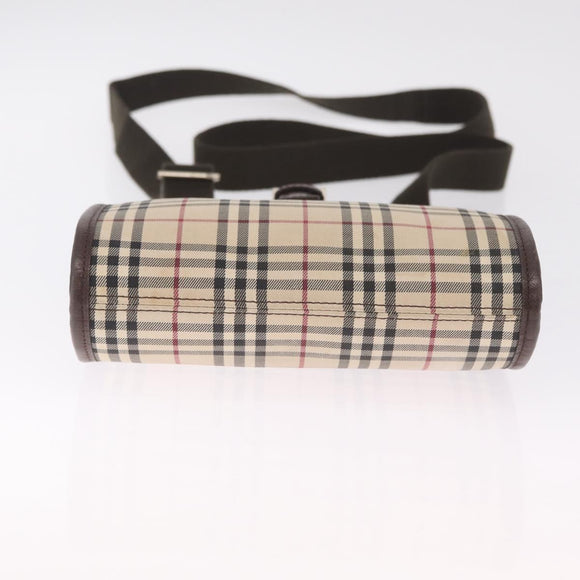 BURBERRY Nova Check Shoulder Bag Canvas Beige Silver Auth BA16771