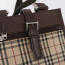 BURBERRY Nova Check Shoulder Bag Canvas Beige Silver Auth BA16771-15