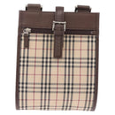 BURBERRY Nova Check Shoulder Bag Canvas Beige Silver Auth BA16771-2