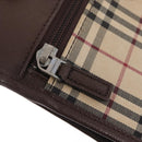 BURBERRY Nova Check Shoulder Bag Canvas Beige Silver Auth BA16771-23