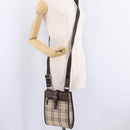 BURBERRY Nova Check Shoulder Bag Canvas Beige Silver Auth BA16771-25