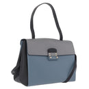 Valentino Hand Bag Leather 2way Gray Gold Tone Auth BA16776A-1