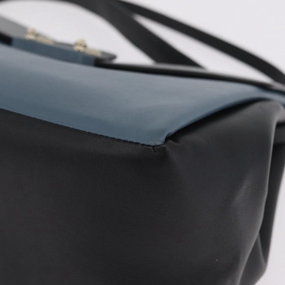 Valentino Hand Bag Leather 2way Gray Gold Tone Auth BA16776A