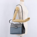 Valentino Hand Bag Leather 2way Gray Gold Tone Auth BA16776A-28