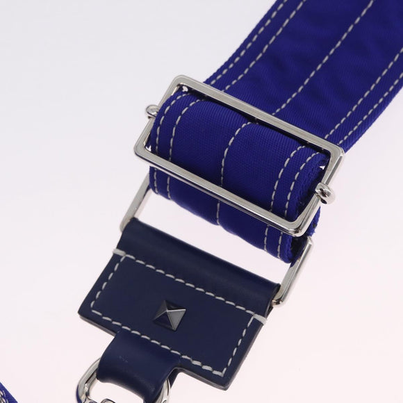 Valentino Shoulder Bag Canvas Blue Silver Auth BA16778V