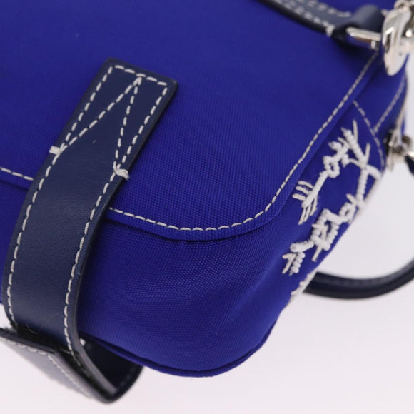 Valentino Shoulder Bag Canvas Blue Silver Auth BA16778V