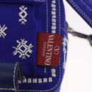 Valentino Shoulder Bag Canvas Blue Silver Auth BA16778V-17