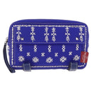 Valentino Shoulder Bag Canvas Blue Silver Auth BA16778V-2