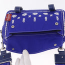 Valentino Shoulder Bag Canvas Blue Silver Auth BA16778V-25