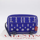Valentino Shoulder Bag Canvas Blue Silver Auth BA16778V-30
