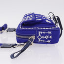 Valentino Shoulder Bag Canvas Blue Silver Auth BA16778V-5