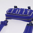 Valentino Shoulder Bag Canvas Blue Silver Auth BA16778V-6