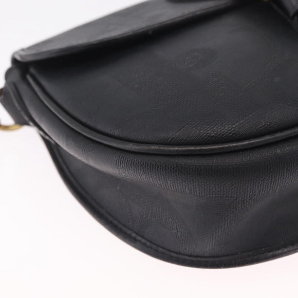 Christian Dior Trotter Shoulder Bag PVC Black Gold Tone Auth BA16780